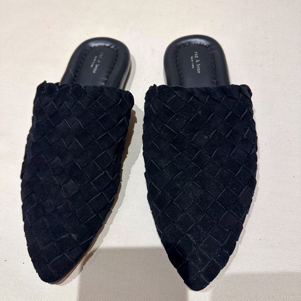 Rag & Bone Lewis Woven Suede Slides, size 37